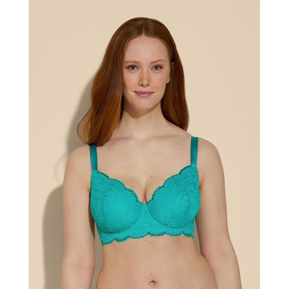 Cosabella Courtney Underwire Demi Bra Teal Lace Made in Italy NEW 36 G